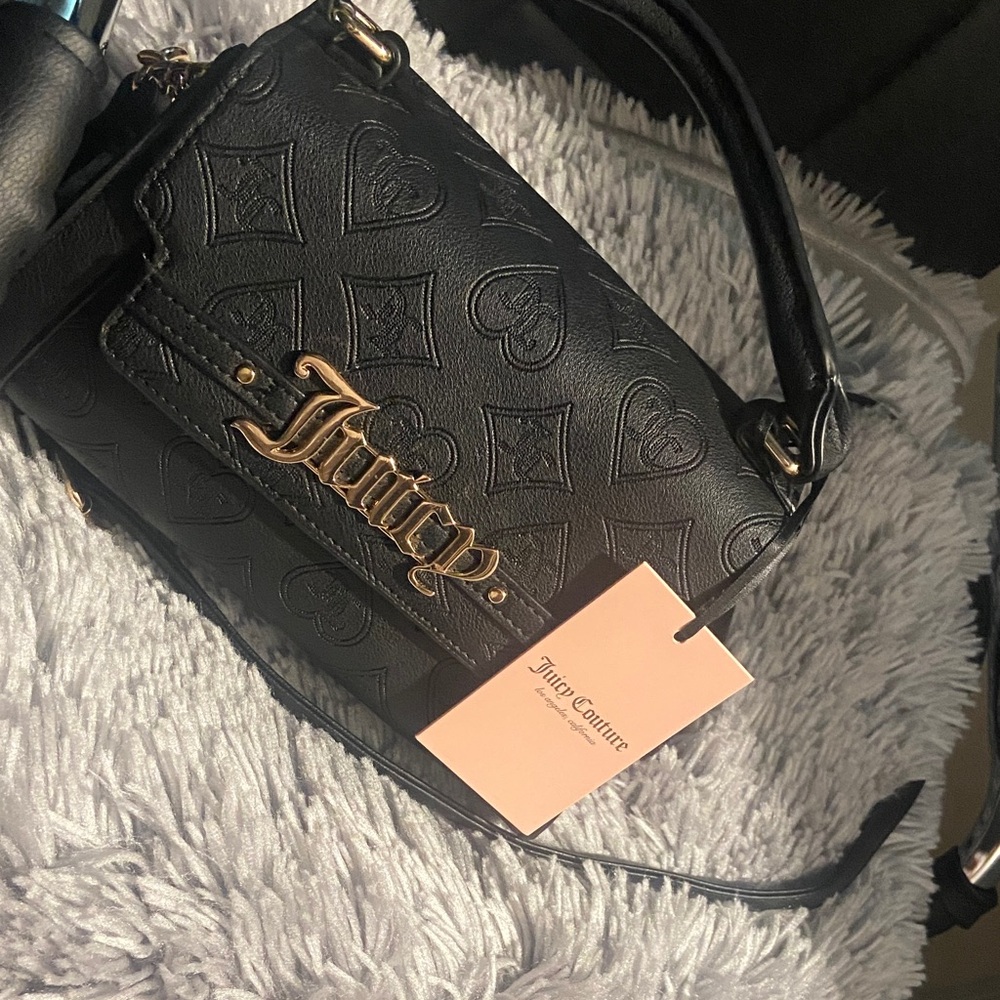 Juicy Couture Black Embossed Crossbody Bag